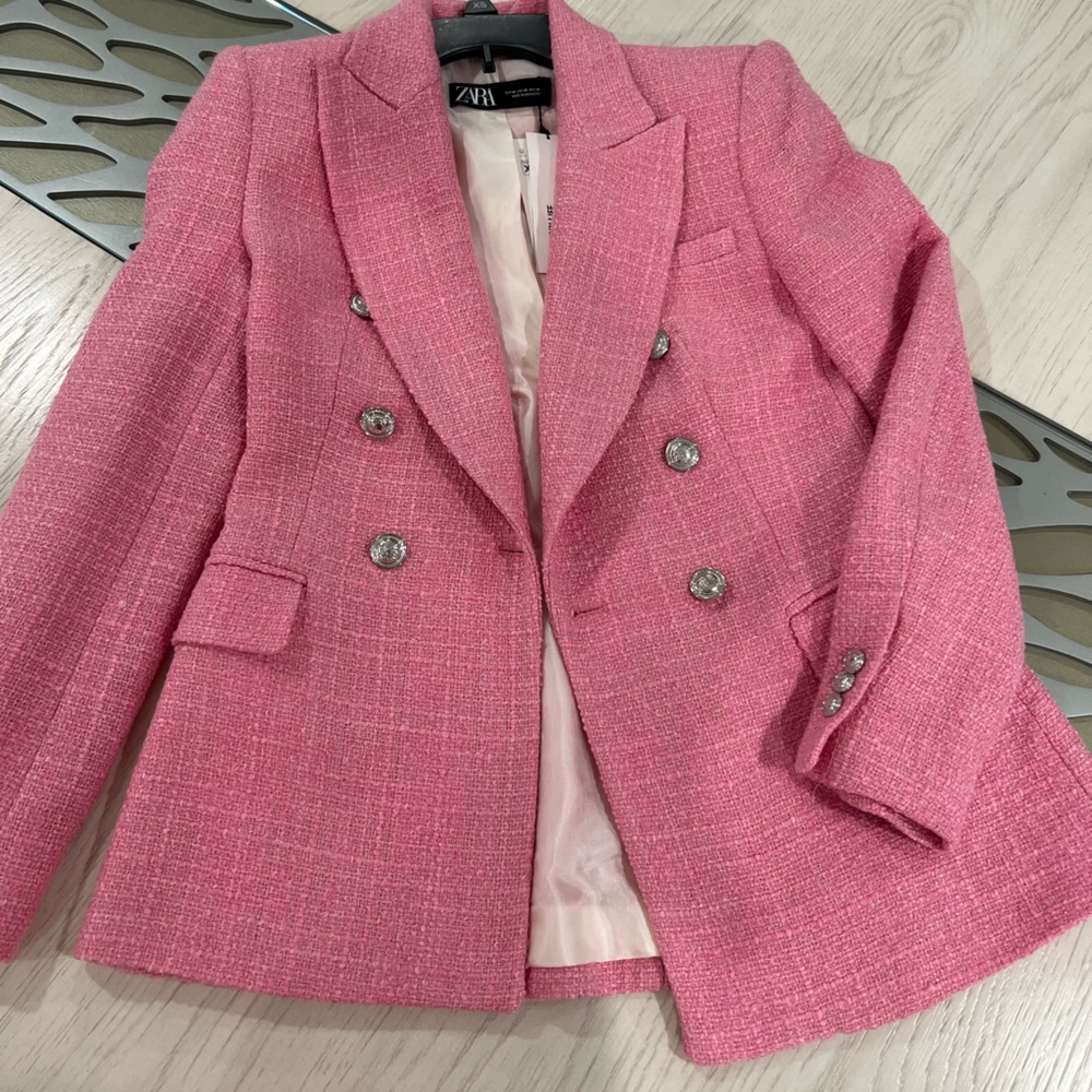 Pink double breasted weave jacket - Picture 3 of 10